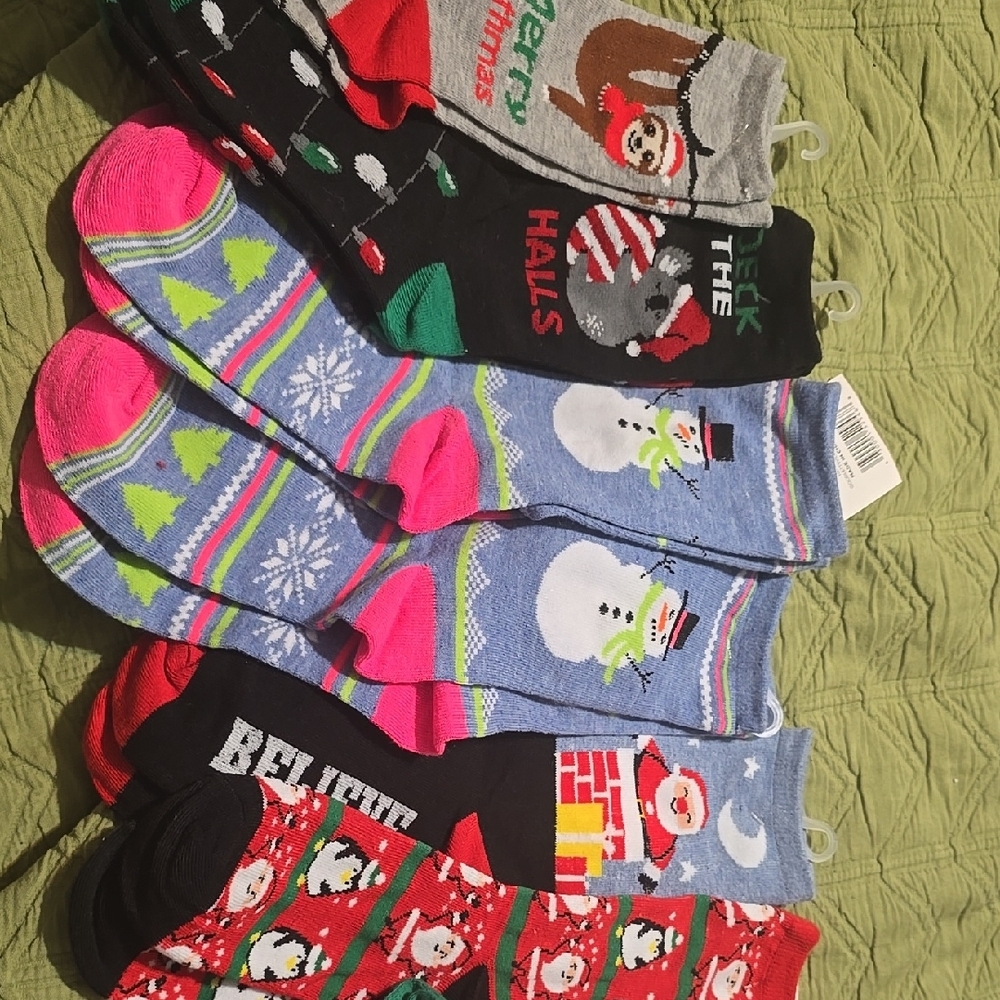 Festive Holiday Socks Set - Snowman, Santa, and More